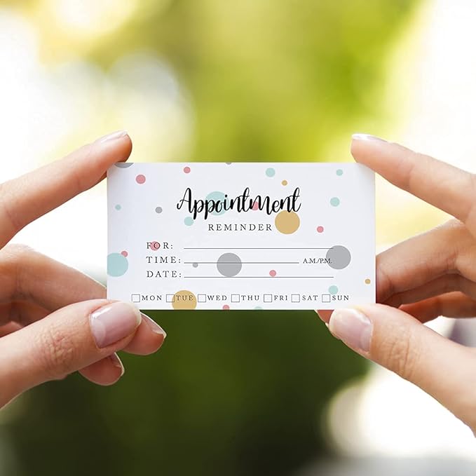 Andaz Press Pastel Polka Dots Appointment Business Cards for Hair Salon, Client Reminder, Office, Massage, Grooming, Dental, Medical Doctor, Therapist, Hair Stylist, Nail Salon, 100-Pack, 2 x 3.5-Inch