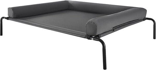VEVOR Elevated Dog Bed for Large Dogs, Portable Raised Dog Cot with Washable Pillow, Indoor & Outdoor Pet Cooling Raised Hammock Bed with Steel Metal Frame and Breathable Teslin Mesh, XL, Gray
