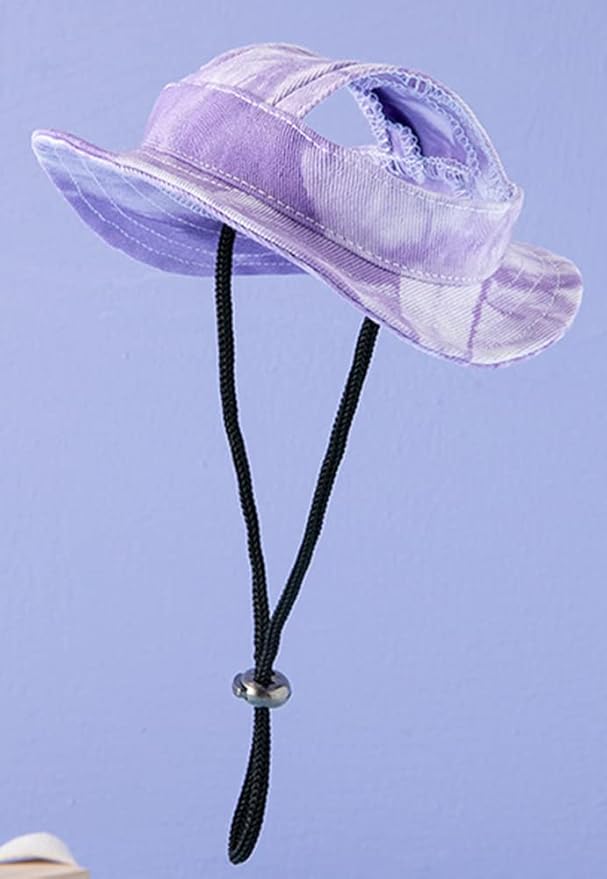 Round Brim Princess Hat Visor Hat Pet Dog Mesh Porous Sun Hat with Ear Holes for Small, Extra Small Dog Teddy, Pug, Chihuahua, Shih Tzu, Yorkshire Terriers, Papillon T-Purple S