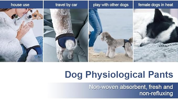 3Pack Dog Pants Dog Nappies, Reusable Breathable Mesh Pet Diapers with 9 Washable Female Dogs Sanitary Pads Adjustable Sanitary Briefs Protective Trousers Underwear for Female Dog in Heat