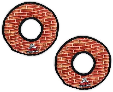 TUFFY - World's Tuffest Soft Dog Toy - MEGA -Multiple Layers. Made Durable, Strong & Tough. Interactive Play (Tug, Toss & Fetch). Machine Washable & Floats (Ring Brick, Large 2 Pack)