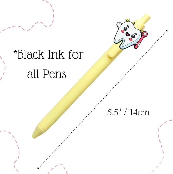 10PC Dental Pens Smiling Teeth Tooth Oral Health Dentist Hygienist Student Assistant DA Must Haves Molar Hygiene Office Supplies Bulk Appreciation Week Accessories Gifts For Staff Employee Coworkers