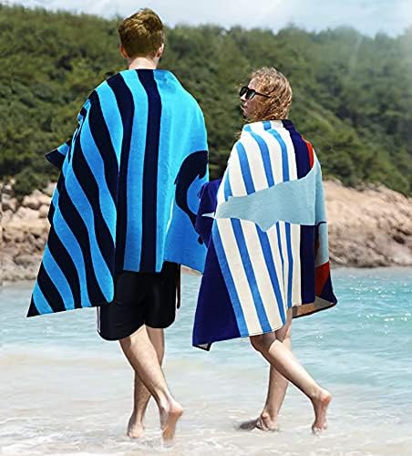 YIFONTIN 4-Pack Beach Towels 100% Cotton Extra Large XL 34"x63" Soft Absorbent Velour Throw Blanket Gift for Bath Holiday Swimming Pool Sports Camping Picnic Yoga, Dolphin Shark Vessel.