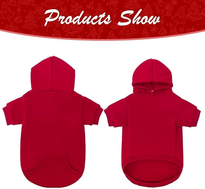 KOOLTAIL Dog Hoodie for Large Medium Small Dogs,Soft and Warm Pet Sweater with Leash Hole and Pocket Boy Girl,Puppy Fall Winter Jacket Clothes,French Pitbull Cold Weather Coat Sweatshirt,Red XL/XXL