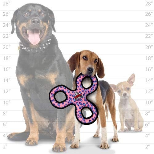 TUFFY - World's Tuffest Soft Dog Toy - Junior 3 Way Tug - Squeakers - Multiple Layers. Made Durable, Strong & Tough. Interactive Play (Tug,Toss & Fetch). Machine Washable & Floats (Pink 2 Pack)