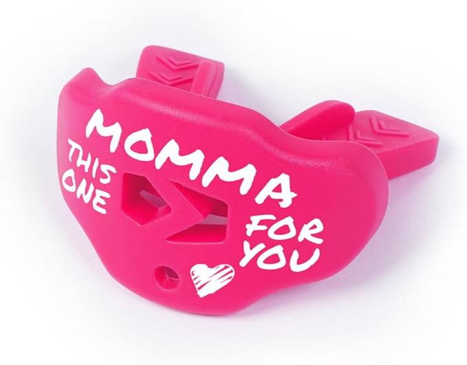 SLEEFS Football Mouth Guard - Lip/Mouthguard with Helmet Strap - Lip/Teeth Protector Mouthpiece - No Boil - for Youth/Adults, Maximum Air Flow, for All Sports - Momma This One for You