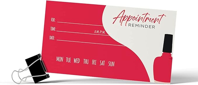Andaz Press Nail Salon Appointment Business Cards for Nail Spa, Client Reminder, Nail Boutique Bar, Eyelash Extension, Beauty Spa, Manicures, Pedicure, Waxing, Threading, Bulk 100 Cards, 2 x 3.5-Inch