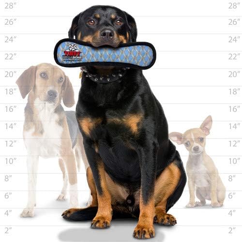 TUFFY - World's Tuffest Soft Dog Toy - MEGA - Squeakers - Multiple Layers. Made Durable, Strong & Tough. Interactive Play (Tug, Toss & Fetch). Machine Washable & Floats (Bone Chain Link, Large 2 Pack)