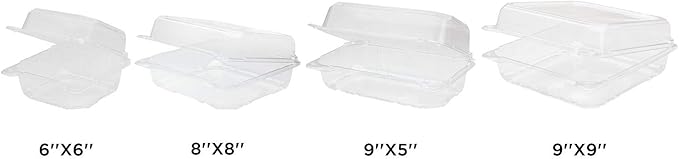 Karat Clamshell Take Out Food Containers [9"x5" - 250 ct] Durable, Stackable, Crack-Resistant To Go Boxes | Clear