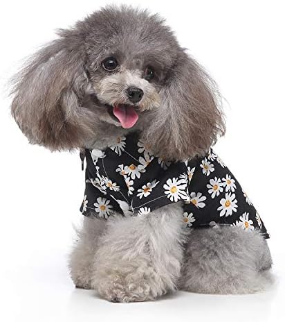 Tangpan Summer Pet Daisy Hawaiian Beach Plaid Print Shirts Clothes for Dog Black M