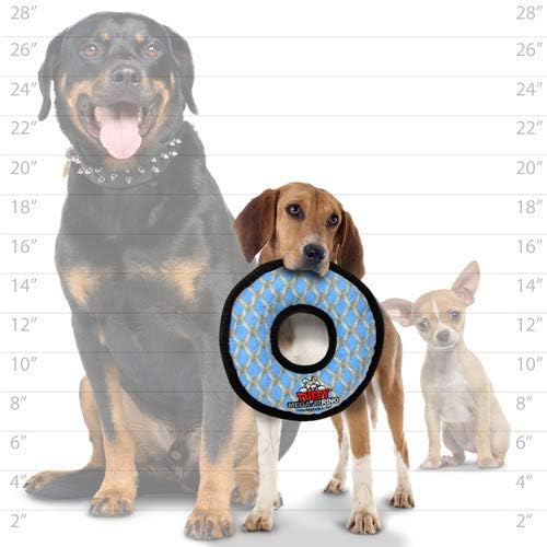 TUFFY - World's Tuffest Soft Dog Toy - MEGA -Multiple Layers. Made Durable, Strong & Tough. Interactive Play (Tug, Toss & Fetch). Machine Washable & Floats (Ring Chain Link, Jr 2 Pack)