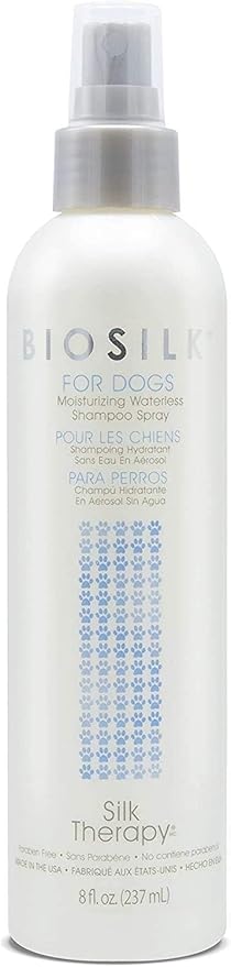 BioSilk for Dogs Silk Therapy Deep Moisture Waterless Shampoo Spray - Waterless Dog Shampoo Spray for All Dogs and Puppies - 8 Fl Ounces, Pack of 2