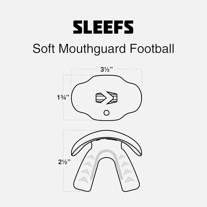 SLEEFS Football Mouth Guard - Youth Mouthguard with Strap - Lip/Teeth Protector Mouthpiece - No Boil - for Youth/Adults, Maximum Air Flow, for All Sports - Goat Black