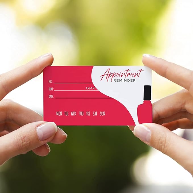 Andaz Press Nail Salon Appointment Business Cards for Nail Spa, Client Reminder, Nail Boutique Bar, Eyelash Extension, Beauty Spa, Manicures, Pedicure, Waxing, Threading, Bulk 100 Cards, 2 x 3.5-Inch