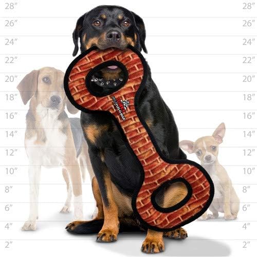 TUFFY - World's Tuffest Soft Dog Toy - MEGA -Multiple Layers. Made Durable, Strong & Tough. Interactive Play (Tug, Toss & Fetch). Machine Washable & Floats (Tug Oval Brick, Large 2 Pack)