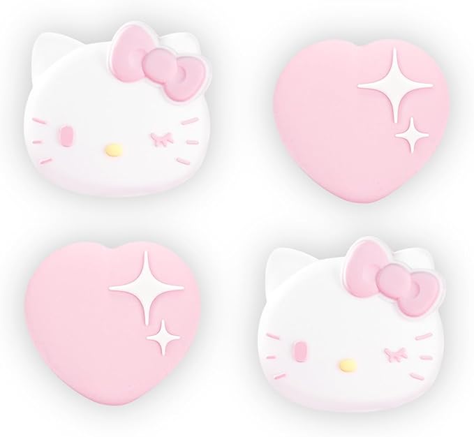 Thumb Grip Caps Compatible with Nintendo Switch 2, Silicone Joystick Grip Caps for Switch 2025, 4pcs, Cute Cat Style, White & Pink