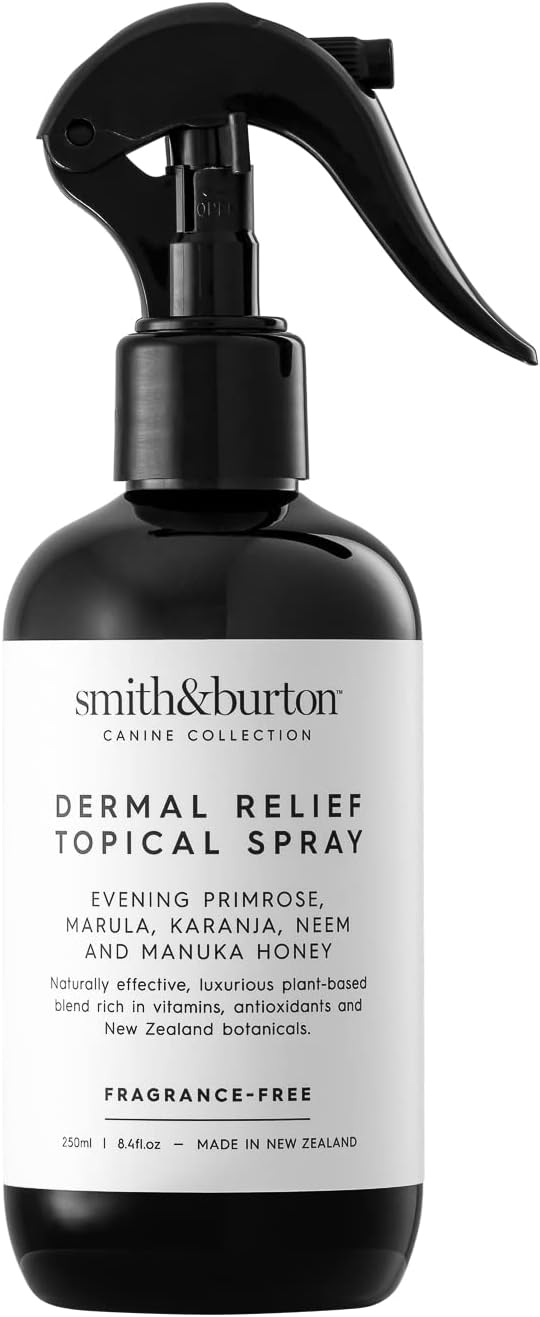 smith&burton Dermal Relief Topical Spray for Dogs & Cats, Fragrance-Free, 100% Natural, Leave On Soothing Spray for Itchy, Sensitive & Allergy-Prone Skin, 8.4 Fl oz