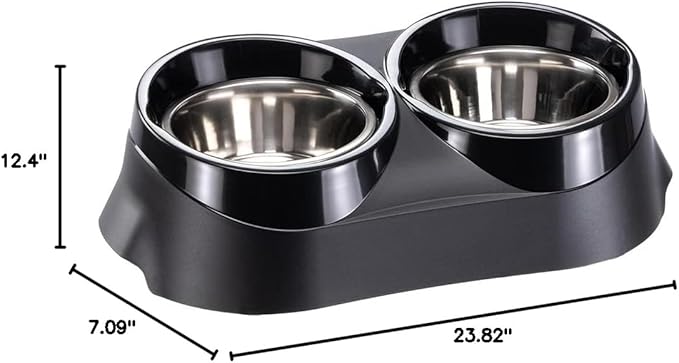 Ferplast Duo Feed Dog Bowl Holder with 2 Stainless Steel Dog Bowls - Non-Slip, Eco-Friendly Double Feeding System for Dogs, 3,6 Liter
