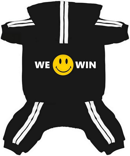 Pet Outfit - Cute Dog Hoodie Tracksuit Sweater Winter Clothes Pajamas Jumpsuit 4-Legs Black for Puppy Small Medium Large Dogs Girl or Boy (6X-Large)
