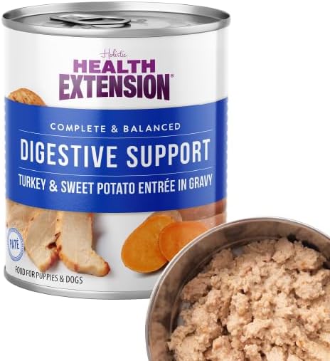 Health Extension Wet Dog Food Turkey & Sweet Potato Entrée in Gravy, 9 oz - Digestive Support with Superfoods & Antioxidants for Immune Support (Case of 12 Cans)