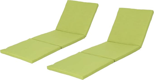 Christopher Knight Home Jamaica Outdoor Water Resistant Chaise Lounge Cushions, 2-Pcs Set, Green