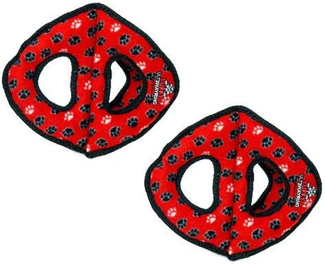 TUFFY- World's Tuffest Soft Dog Toy-Ultimate 3Way Ring -Squeakers -Multiple Layers. Made Durable, Strong & Tough. Interactive Play (Tug, Toss & Fetch). Machine Washable & Floats. (Red Paw 2 Pack)