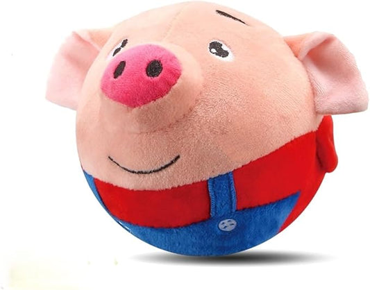 Interactive Dog Toys, 2025 New Active Moving Pet Plush Toy, Rechargeable Squeaky Dog Ball Toy with Talking Sound, Washable Cartoon Pig Plush Toy for Dogs Puppies (Red)