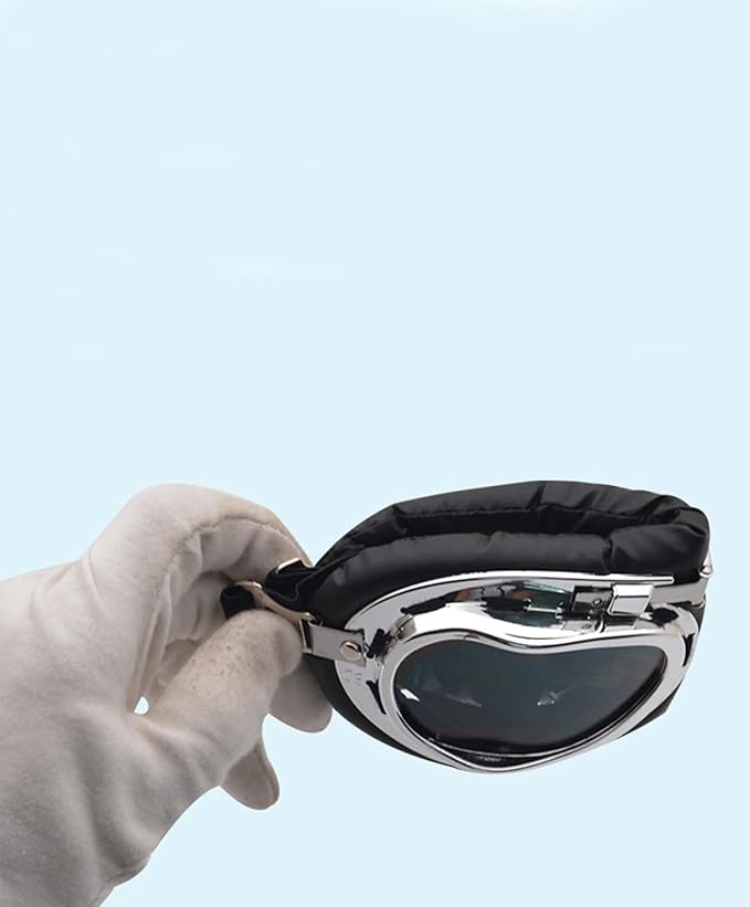 Lightweight Pets Vintage Sunglasses Include Eyeglass Cleaning Cloth for Medium to Large Dogs UV Goggles Windproof Anti-Dust Snowproof Motorcycle Riding Glasses with Adjustable Straps Silver