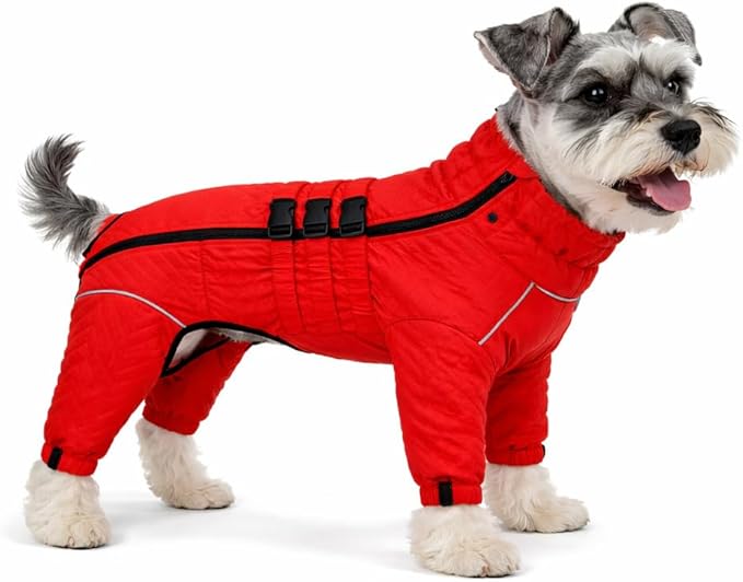 Warm Dog Coat Double Layers Dog Vest, 4 Legs Covered Windproof Waterproof Reflective Warm Dog Vest Outdoor Skating Dog Costume for Small Medium Large Dogs Orange S