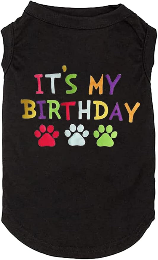 Dog Birthday Gift Clothes Boy Girl Birthday Shirt for Small Large Dog Brithday Vest for Doggy Puppy Clothes (1, 2, X-Large, Black02)