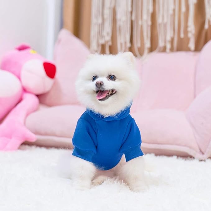 KOOLTAIL Dog Hoodie for Large Medium Small Dogs,Soft and Warm Pet Sweater with Leash Hole and Pocket Boy Girl,Puppy Fall Winter Jacket Clothes,French Pitbull Cold Weather Coat Sweatshirt,Blue S