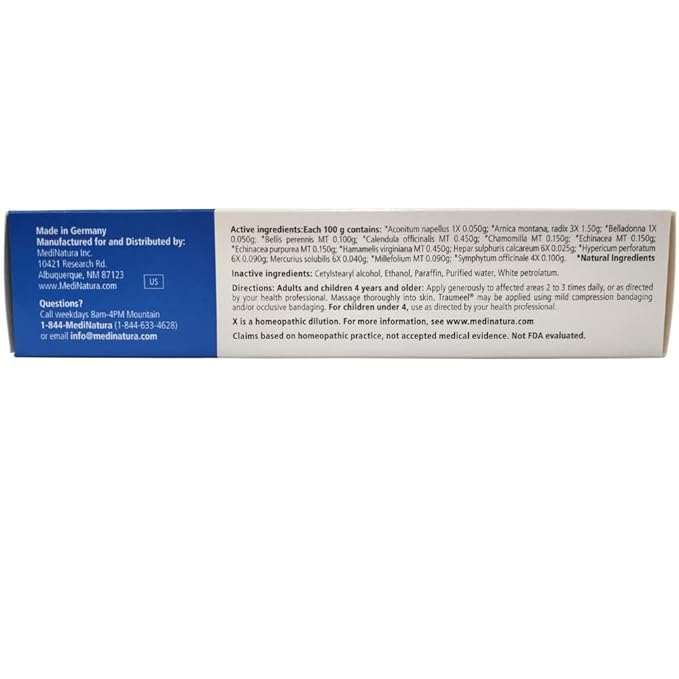 MediNatura Traumeel Ointment Topical Pain Relief for Muscle Joint Back Arthritis Injury or Exercise Related Pain & Soreness Arnica + 13 Active Ingredients - Made in Germany - 3.53 oz