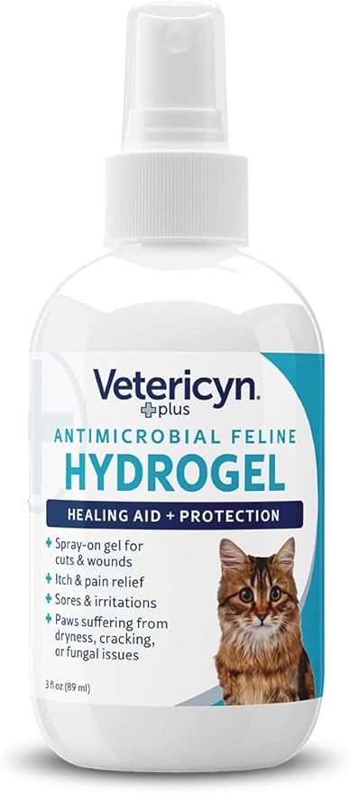 Vetericyn Plus Cat Wound Care Hydrogel Spray | Feline Healing Aid and Wound Protectant, Sprayable Gel to Relieve Cat Itchy Skin. 3 Ounces