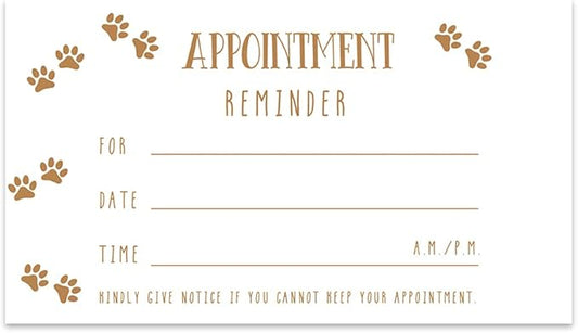 Andaz Press Paw Prints Appointment Business Cards for Dog Grooming, Dog Spa, Client Reminder, Vet Office, Dog Walking, Dog Boarding, Pet Sitting, Pet Care, Dog Training, Bulk 100 Cards, 2 x 3.5-Inch