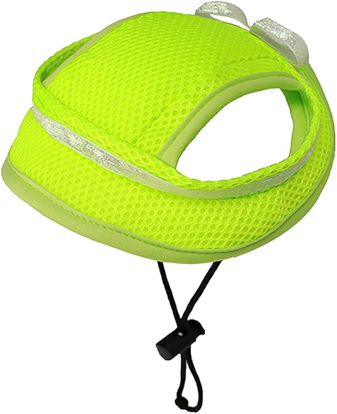 Round Brim Princess Hat Visor Hat Pet Dog Mesh Porous Sun Hat with Ear Holes for Small, Extra Small Dog Teddy, Pug, Chihuahua, Shih Tzu, Yorkshire Terriers, Papillon Fluorescent Green M