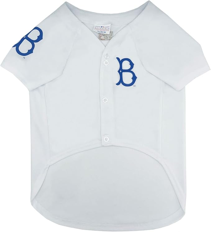 MLB Los Angeles Dodgers Vintage Throwback Jersey for Dogs & Cats in Team Color. Comfortable Polycotton Material, Large