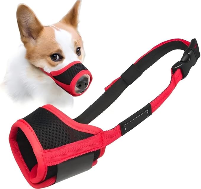 Dog Muzzle, Soft Mesh Muzzle for Large Dog Mouth Guard, No Bark Muzzle for Dogs Allow Panting Drinking (Black, L)