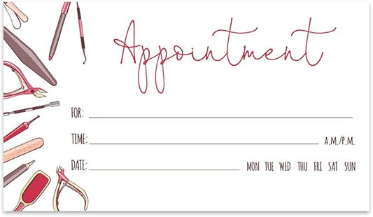 Andaz Press Nail Spa Appointment Business Cards for Nail Salon, Client Reminder, Nail Boutique Bar, Eyelash Extension, Beauty Spa, Manicure, Pedicure, Waxing, Threading, Bulk 100 Cards, 2 x 3.5-Inch