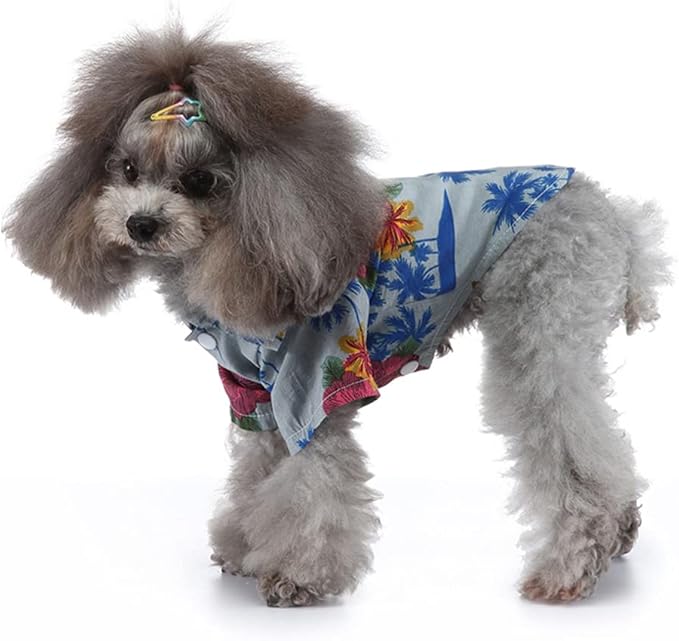 Tangpan Summer Pet Daisy Hawaiian Beach Plaid Print Shirts Clothes for Dog S11 Blue XL