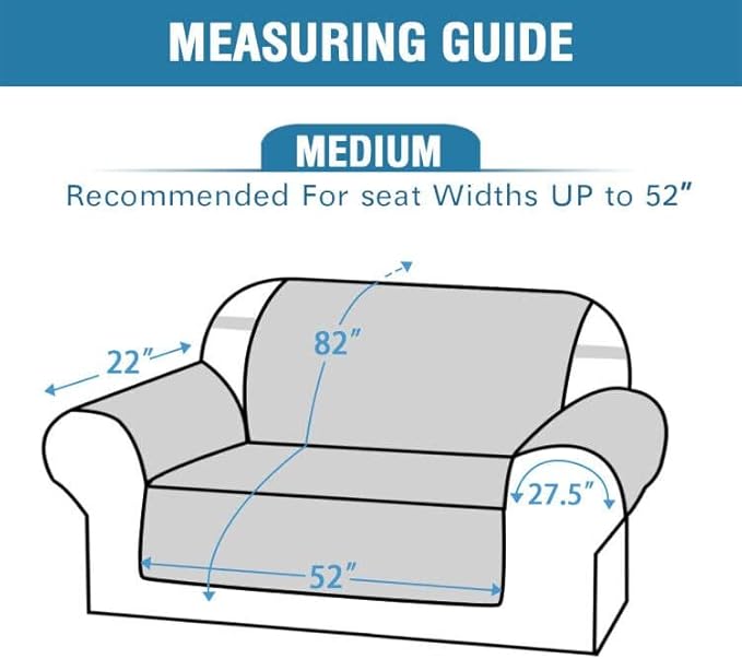 H.VERSAILTEX Sofa Slipcover 100% Waterproof Couch Cover Velvet Classic Flower Pattern Furniture Protector Non Slip with Elastic Straps for Pets Dogs Width Up to 52 Inch (Medium Sofa, Ivory)