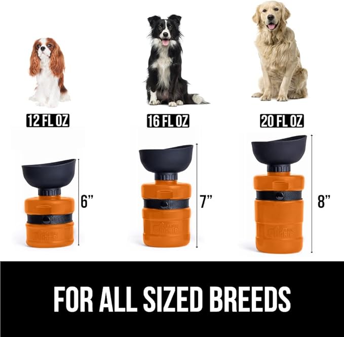 GORILLA GRIP Dog Water Bottle, Portable Water Bowl Dispenser for Dogs, 12 oz Leak Proof Pet Travel Squeeze Bottles, Food Grade Silicone, to Go Puppy Essentials, Hiking Camping Trip Accessories, Coral
