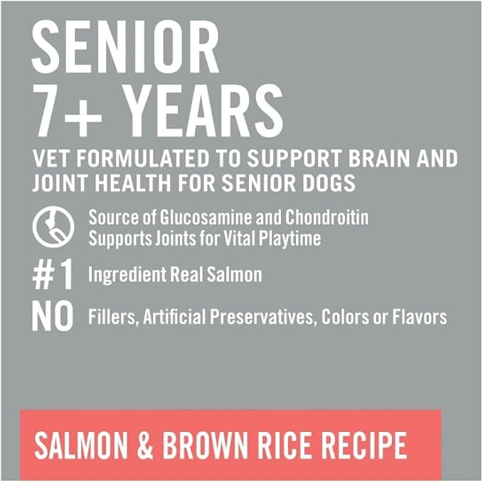 (1 Pack) – Pure–Balance Pro+ Senior Salmon & Brown Rice Recipe Dry Dog Food – 8 Lbs – Nutrient-Rich, Vet-Formulated Kibble for Brain, Joint & Heart Health in Senior Dogs.