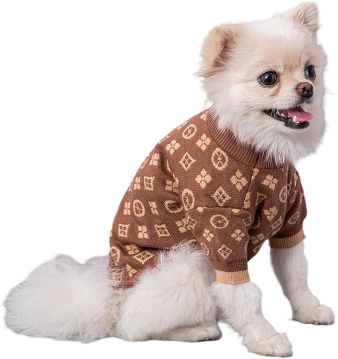 Luxury Dog Sweater – Soft Knit Designer Pet Outfit for Small Dogs & Puppies, XS–L, Stylish Warm Clothing for Yorkies, Chihuahuas, Dachshunds, Maltese, French Bulldog