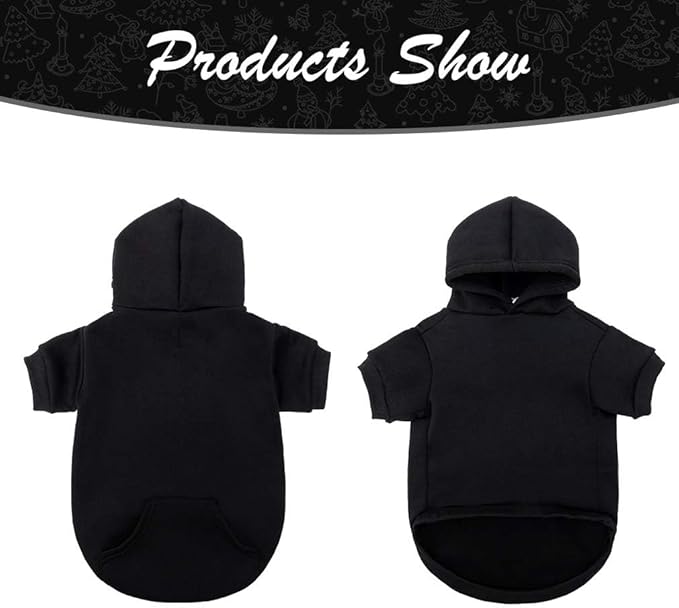 KOOLTAIL Dog Hoodie for Large Medium Small Dogs, Soft and Warm Pet Sweater with Leash Hole and Pocket Boy Girl, Puppy Fall Winter Jacket Clothes, French Pitbull Cold Weather Coat Sweatshirt, Black S