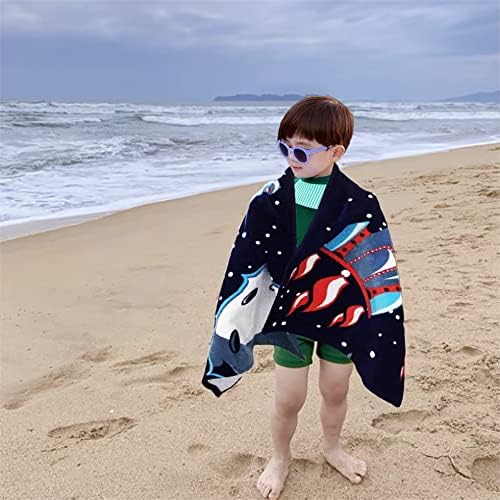 YIFONTIN Kids Beach Towel Velour Terry Blanket Throw 100% Cotton 24X48 inches for Swimming Bath Travel Sports Holiday Camping and Picnic, Navy Spaceship Rocket.