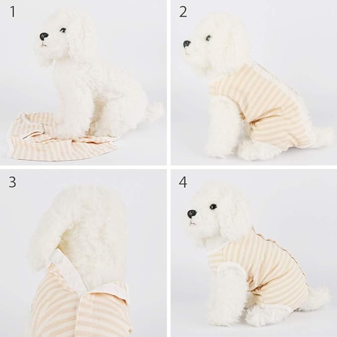 Dog Diapers Period Suit for Female Dog Sanitary Panties in Heat Male Doggy Diapers Cover Dog Onesie to Keep Diaper On Fits Small Medium Dogs Yellow Stripe/XS