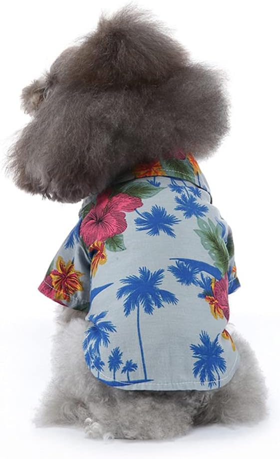 Tangpan Summer Pet Daisy Hawaiian Beach Plaid Print Shirts Clothes for Dog S11 Blue XL