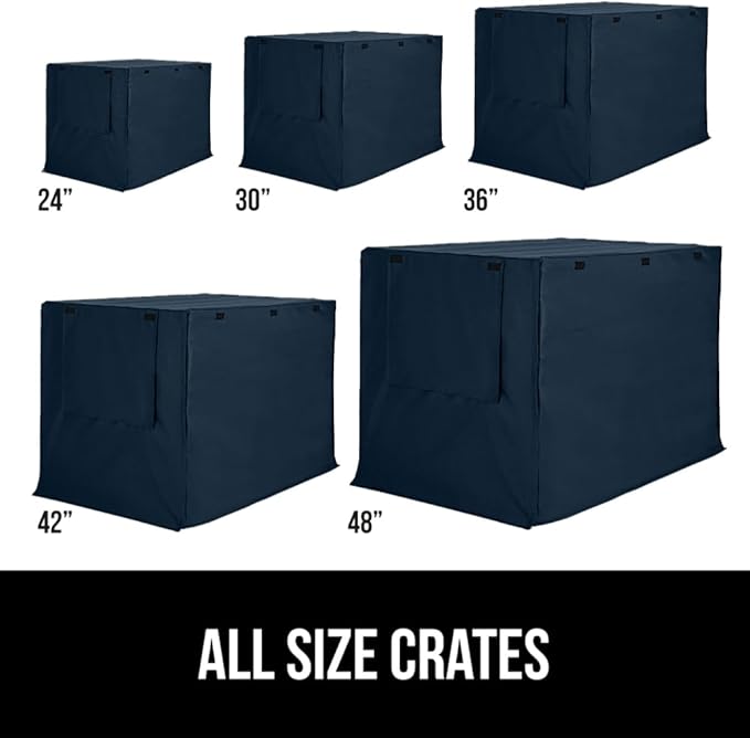GORILLA GRIP Dog Crate Covers Compatible with Amazon Basics Dog Crates, All Sides Open, Privacy Cover Fits 30" Wire Kennel, Breathable Mesh Windows, Light Reducing Puppy Training Cage Topper, Navy