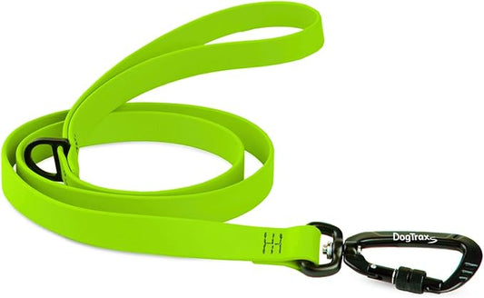 DogTraxs - Essential Dog Leash - Biothane Training Lead -for Small-Large Dogs -Waterproof & Odor Resistant - Self Locking Swivel Carabiner Durable - 3/4" x 3 Feet - Chartreuse Green