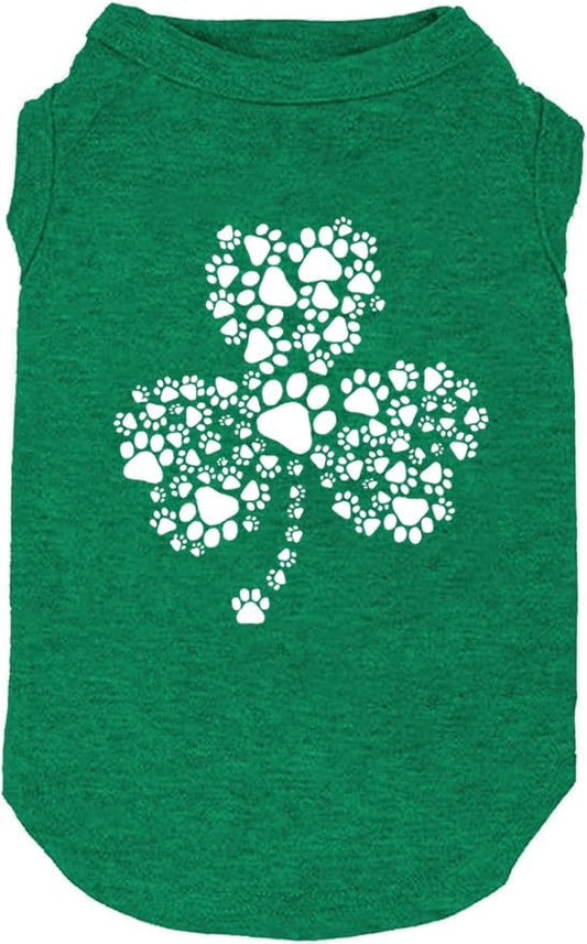 Dog Apparel Lucky Boy Letter Print Clover Shirts for Small Large Dog Vest Puppy Gift St Patrick's Day Costume(XX-Large,Green02)